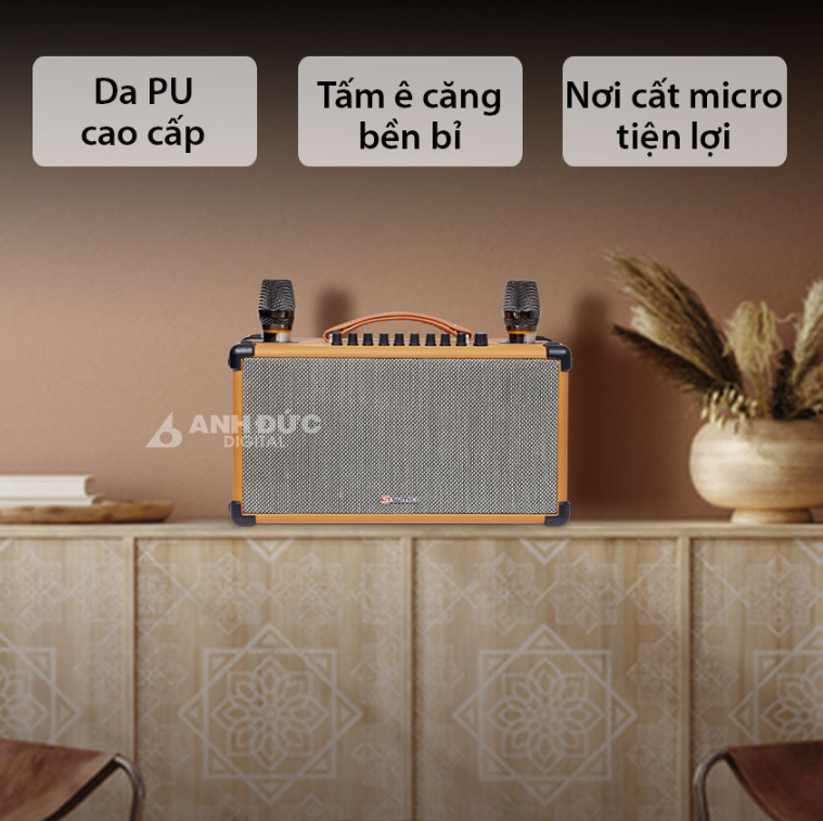 Loa Karaoke Xách Tay Sumico BT-S52 - Kèm 2 Micro Không Dây - Hàng Chính Hãng