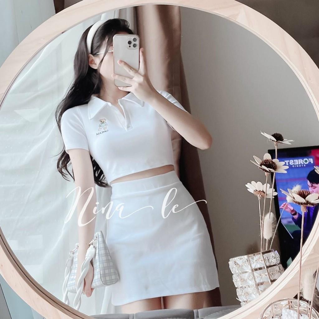Set Gấu Cổ Bẻ - Chân Váy Chữ A Baby