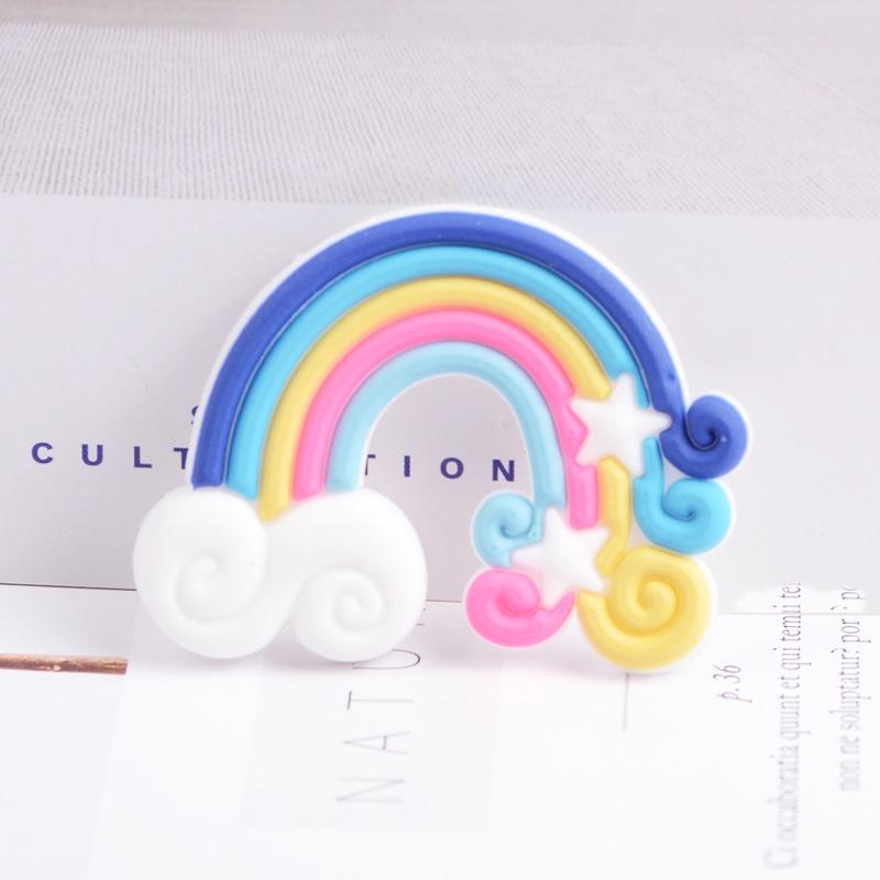 Bộ 10 Phụ Kiện Trang Trí Ốp Điện Thoại Bằng Silicon Hình Cầu Vồng Dễ Thương DIY