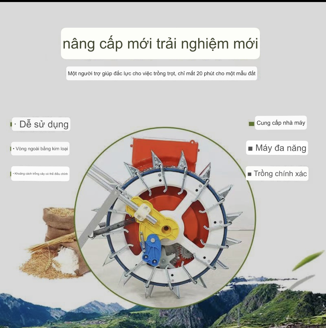 Máy Tra Lạc Đậu Phộng 16 Mỏ Khung Kim Loại Chắc Chắn Gieo Thay Đổi Được Khoảng Cách Tối Thiểu 10cm Gieo Ngô Bắp
