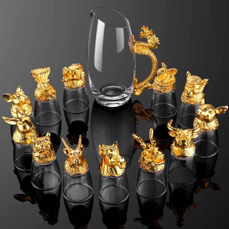 Bộ ly uống rượu 12 CON GIÁP PHA LÊ CAO CẤP