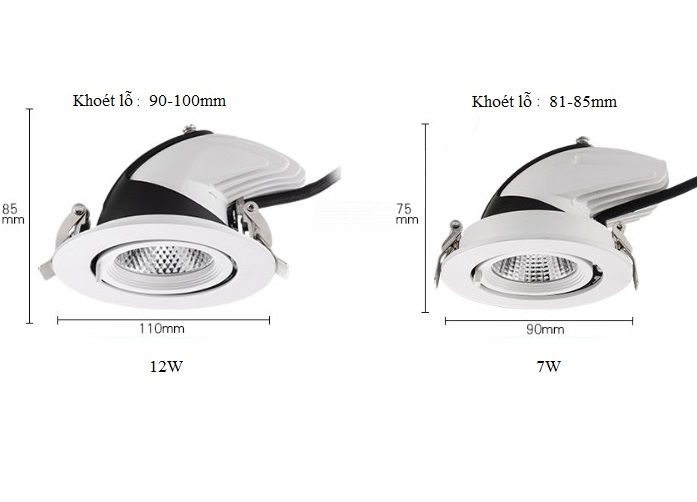 Bộ 10 Đèn Led âm trần đế xoay 360 độ 12w, đèn soi tranh, đèn trang trí shop hàng chính hãng.