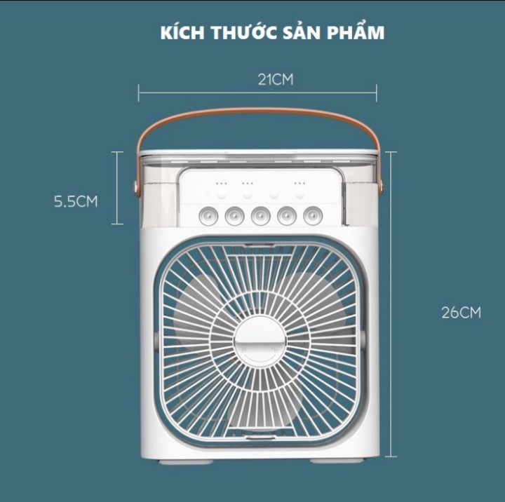 Quạt điều hoà hơi nước Mini Cooling, 3 chế độ gió dung tích bình chứa nước 600ml phun sương, Tích hợp đèn led, ẹn giờ thông minh