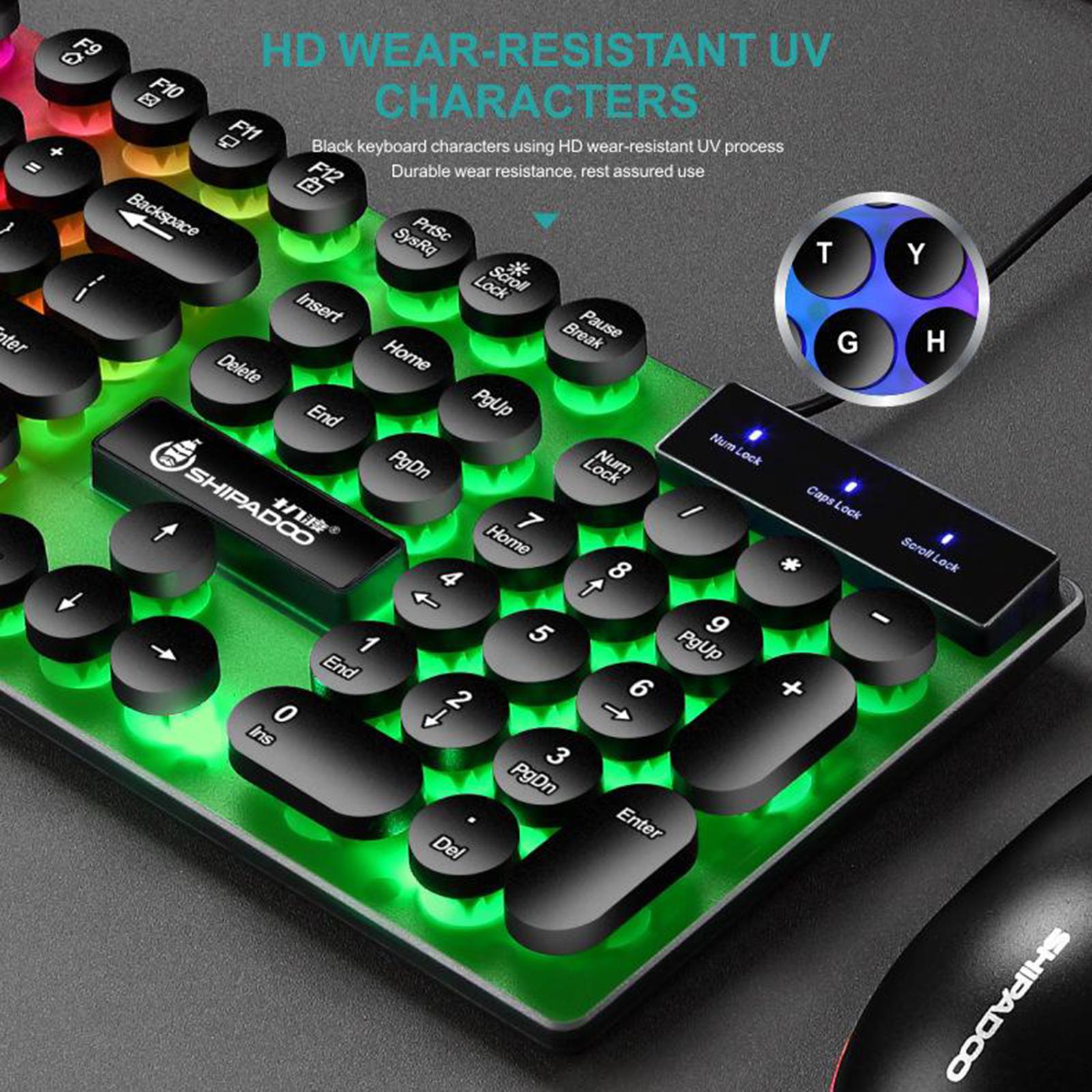USB Wired RGB Rainbow Backlit Luminous Gamer Mouse Keyboard Set for Working or Games