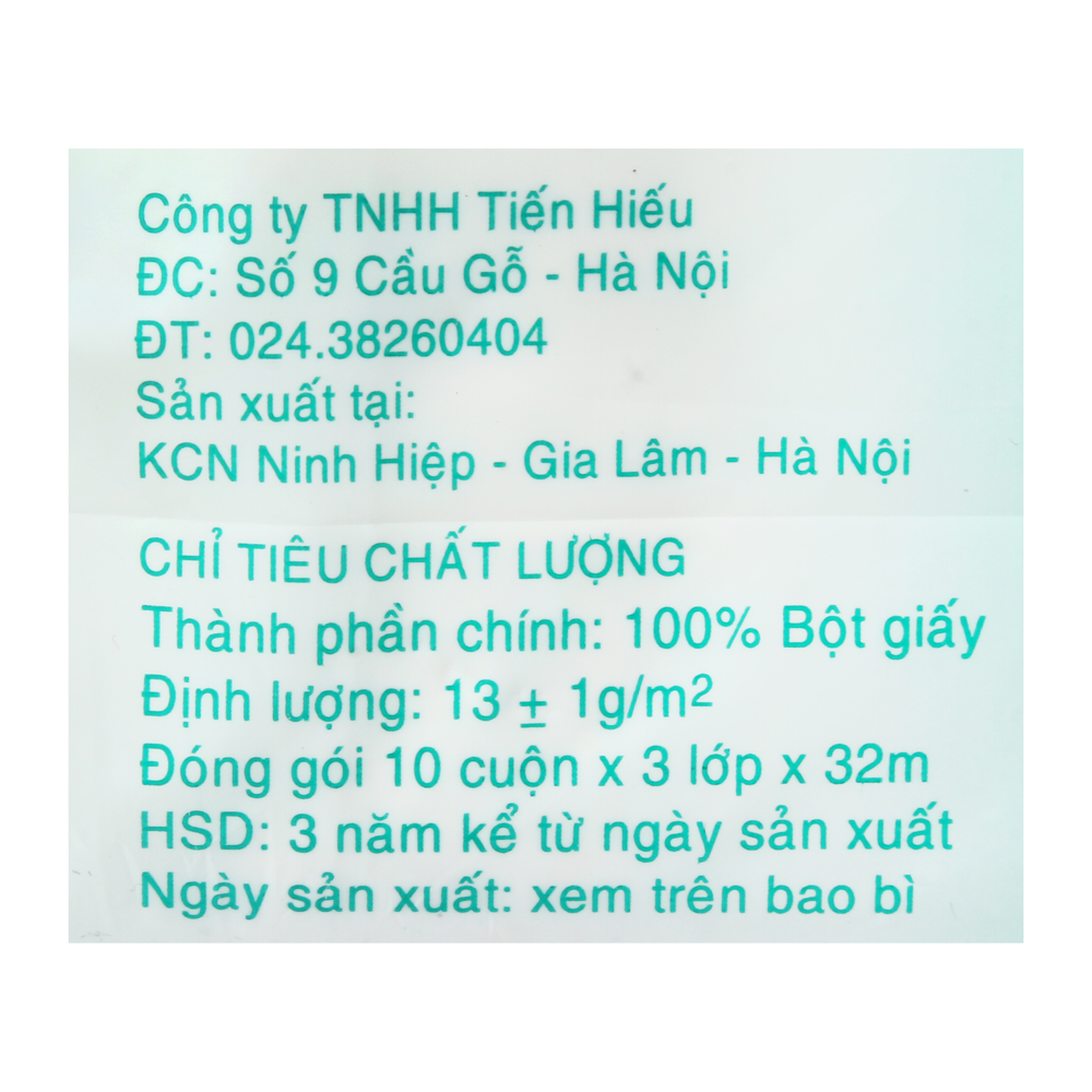 Giấy Vệ Sinh Hà Nội 3 Lớp 10 Cuộn Xanh