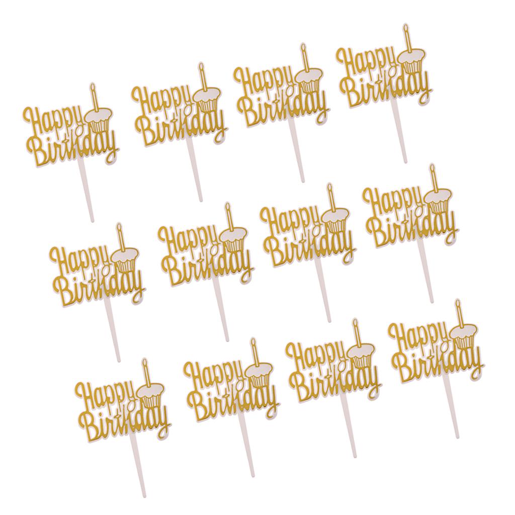 Gói 12 Happy Bánh Sinh Nhật Topper Cupcake Phím Nhà Đảng Bánh Centerpieces