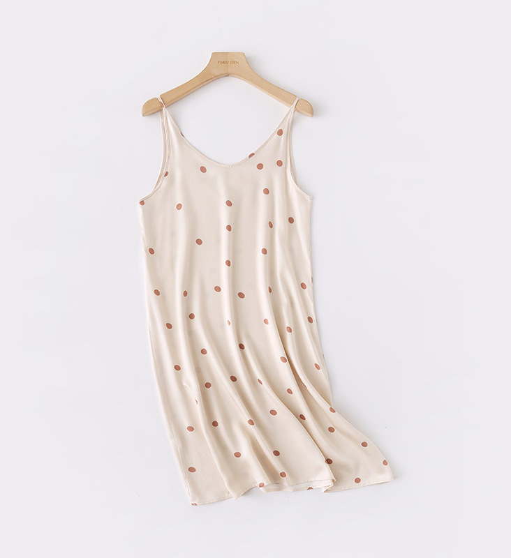 Váy Ngủ Cotton Satin SLEEPWEAR Mặc Nhà Hoạ Tiết Hoa Văn Cao Cấp