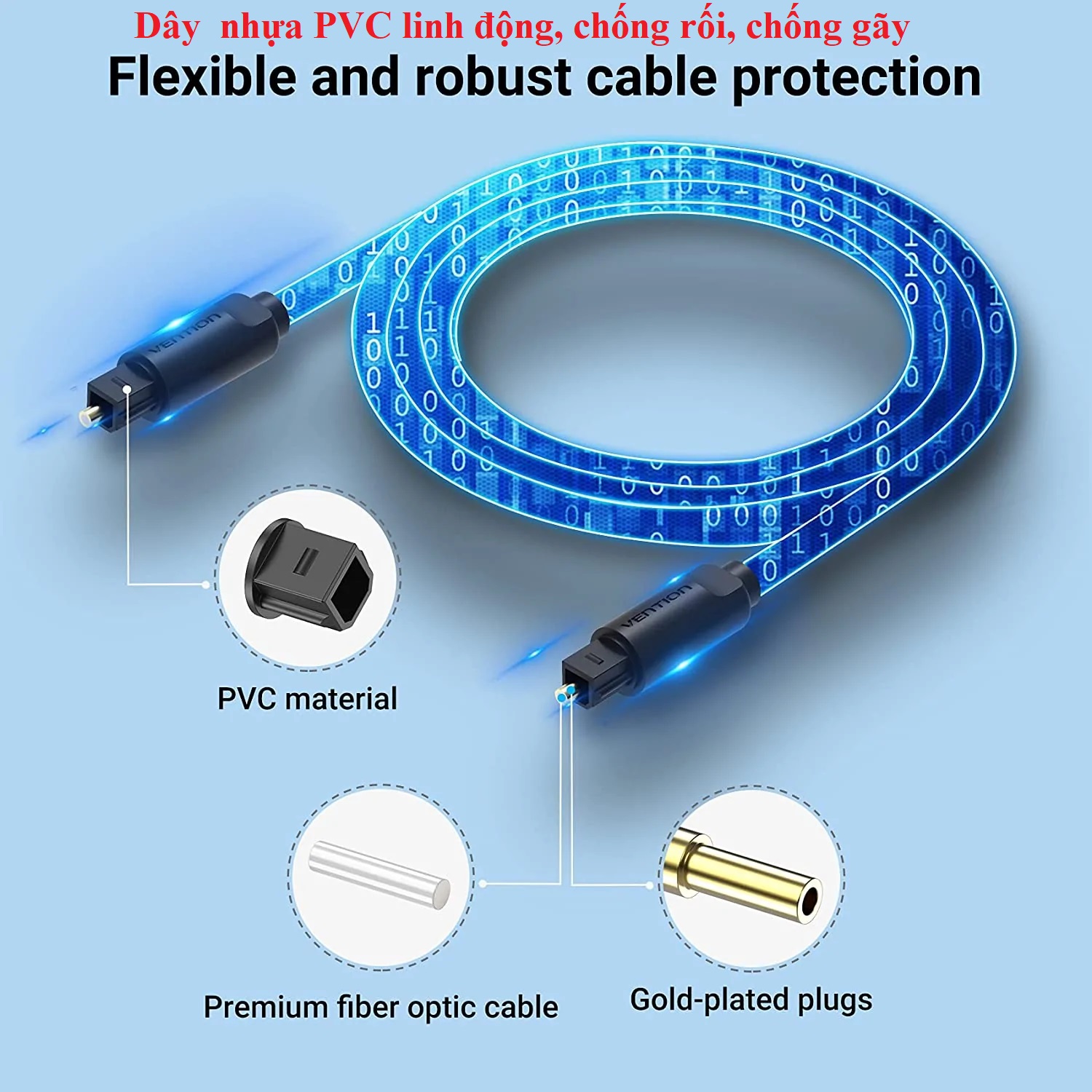 Cáp âm thanh Optical for Audio Cable dây nhựa PVC Vention BAEBG - Hàng chính hãng