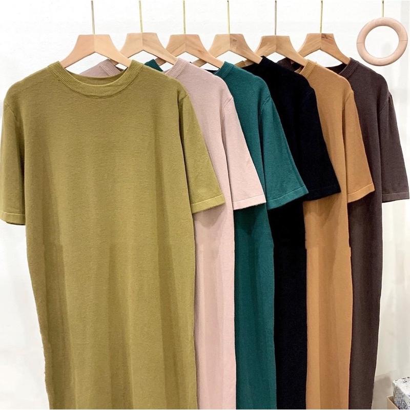 Váy len suông cổ tròn tay lỡ