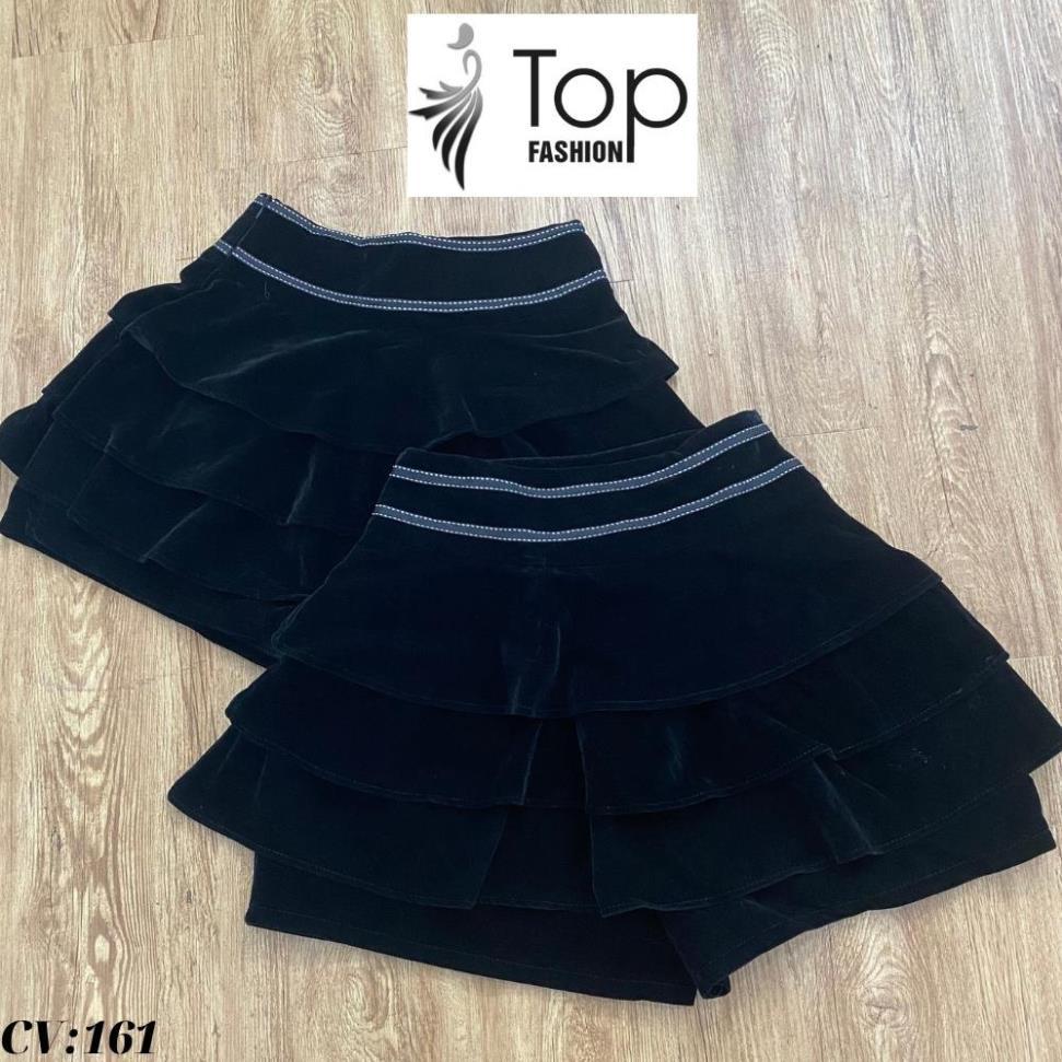 Chân Váy Nhung 4 Tầng,Chân Váy Nhung Dáng Xòe Cạp Điểm Viền Trắng Rất Tinh Tế , Có Quần Đùi Bên Trong Co Dãn 4 Chiều