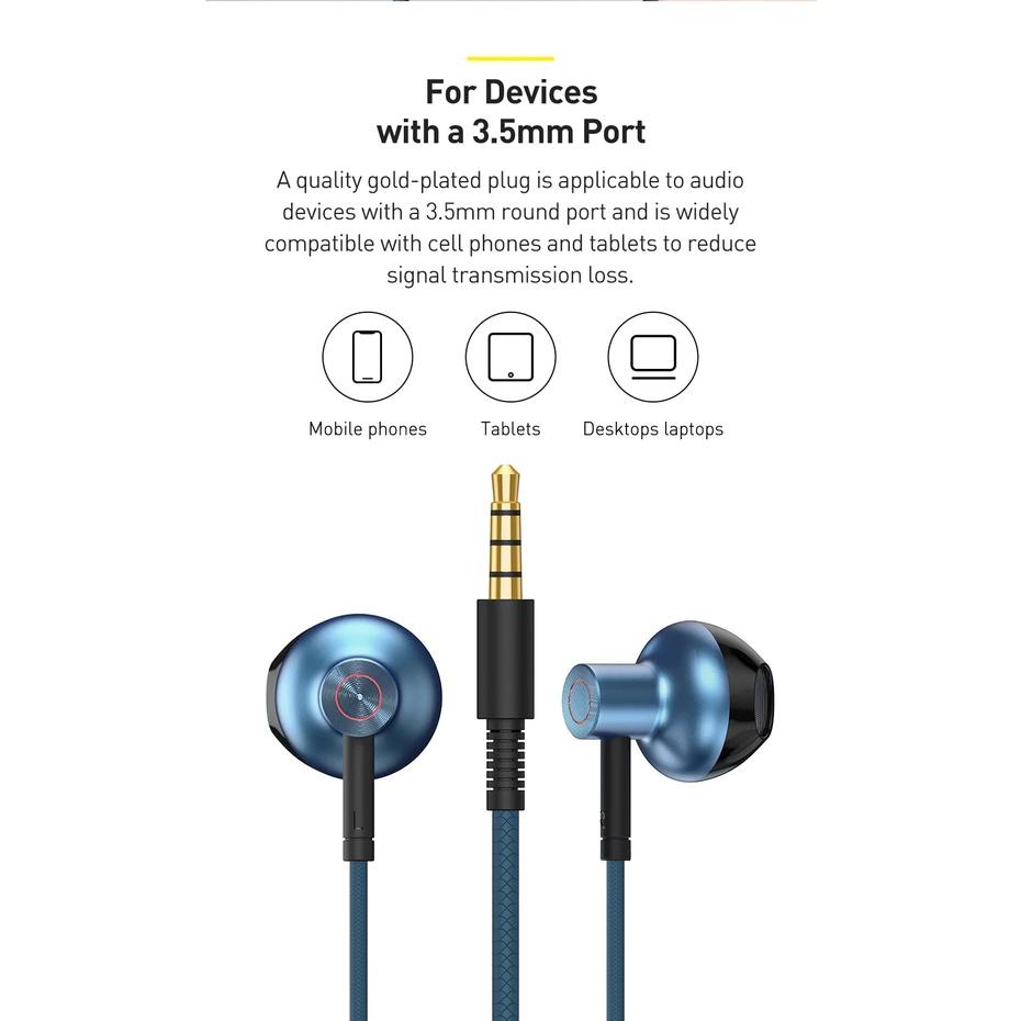 Tai nghe AUX 3.5mm Baseus Encok H19 Wired Earphone (6D surround, Deep Bass, with ECM Microphone for HD Calling) - Hàng Chính Hãng