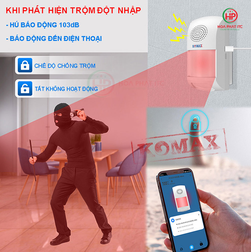 Báo động hồng ngoại dùng wifi Komax KM-X10