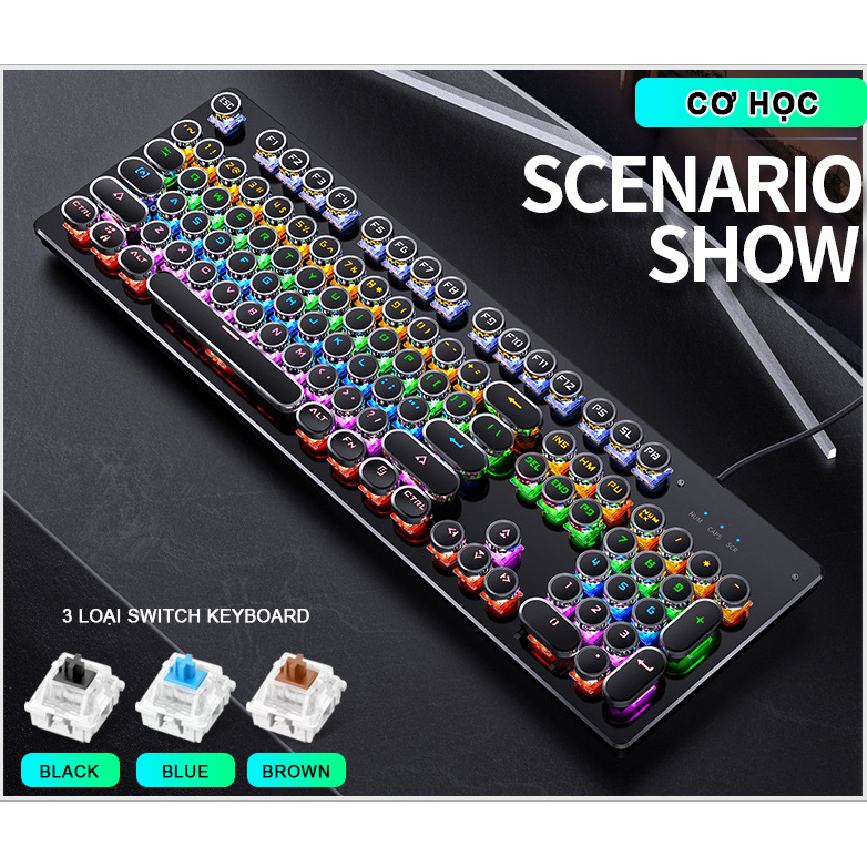 Bàn phím cơ gaming RGB SIDOTECH KZ4 dòng bàn phím máy tính chơi game trục cơ học thiết kế phím tròn lạ mắt độ nảy cao hành trình phím sâu, công thái học bàn phím cơ gaming full size có LED Marquee tuổi thọ 50 triệu lần bấm - Hàng Chính Hãng