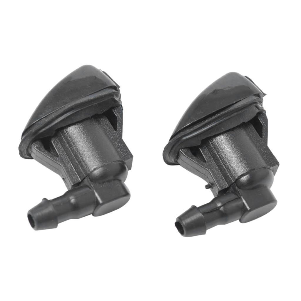 2x Black Windshield Wiper Jet Washer Nozzles for