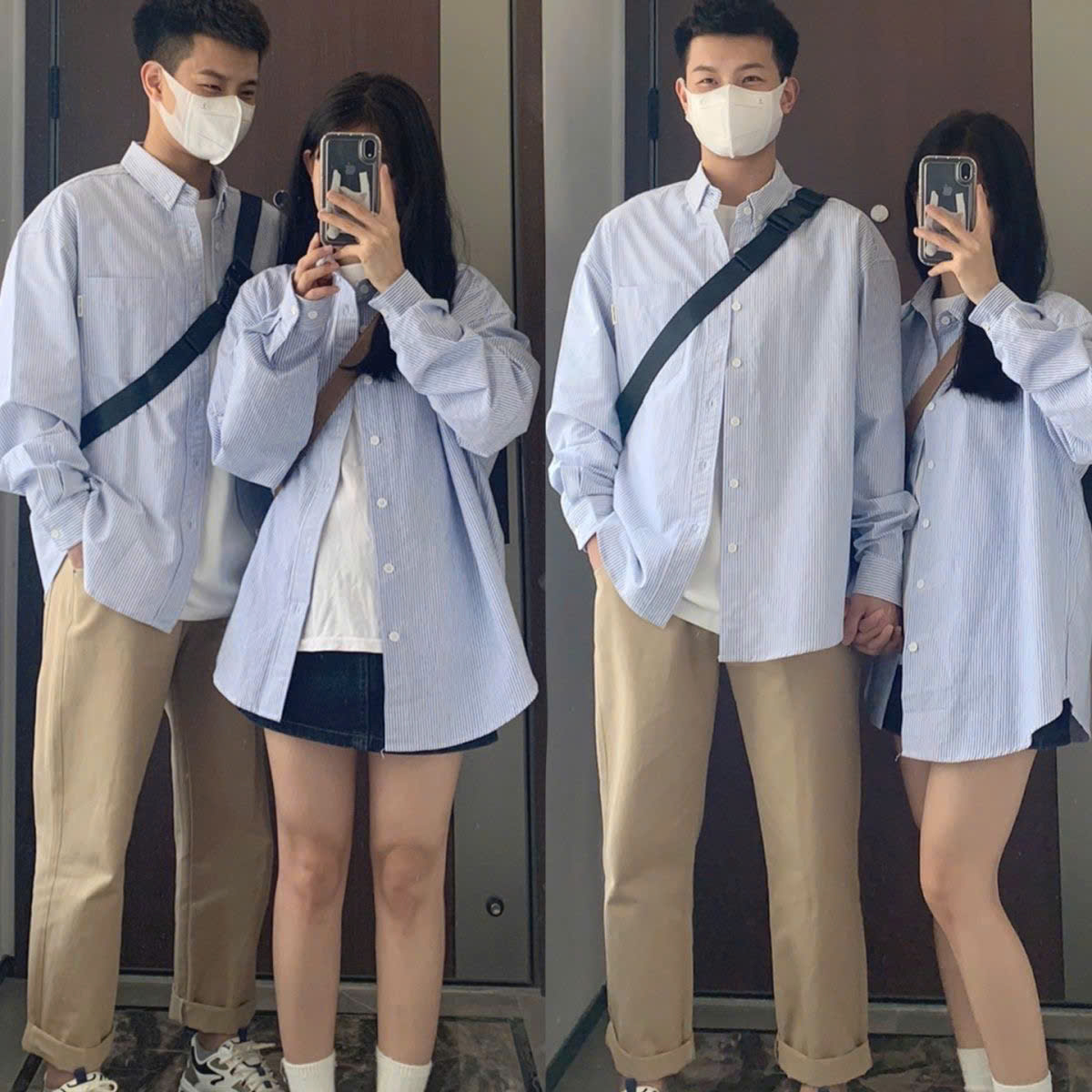 Áo sơ mi nam nữ form rộng 2N Unisex somi khoác ngoài sọc xanh basic số 19