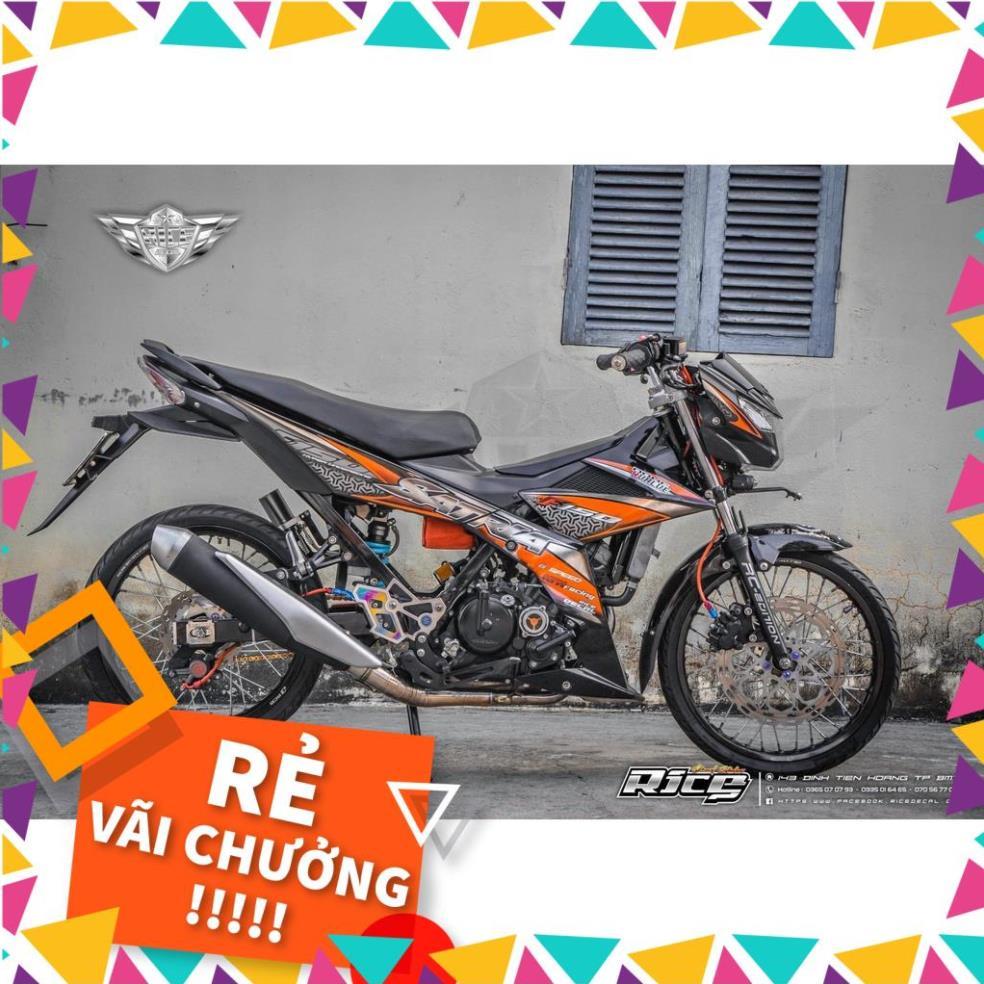 Tem Rời Raider FI Mẫu Hoa Văn Cam Đen Xám Chữ Satria F150