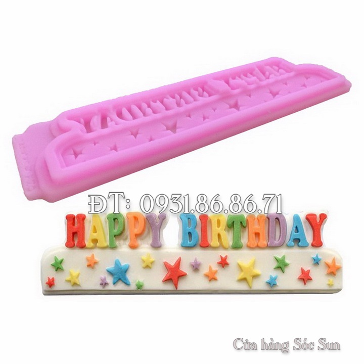 Khuôn silicon chúc mừng sinh nhật Happy Birthday - Mã số 1192