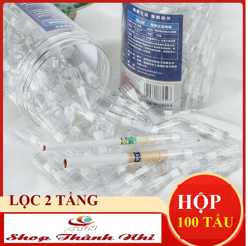 Hộp 100 tẩu thuốc lọc 2 tầng Vajue cao cấp, bán tại Shop Thành Nhi mã T259