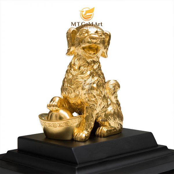Tượng Hoàng Kim Tuất Dát Vàng 24K MT Gold Art- Hàng chính hãng, trang trí nhà cửa, phòng làm việc, quà tặng sếp, đối tác, khách hàng, tân gia, khai trương