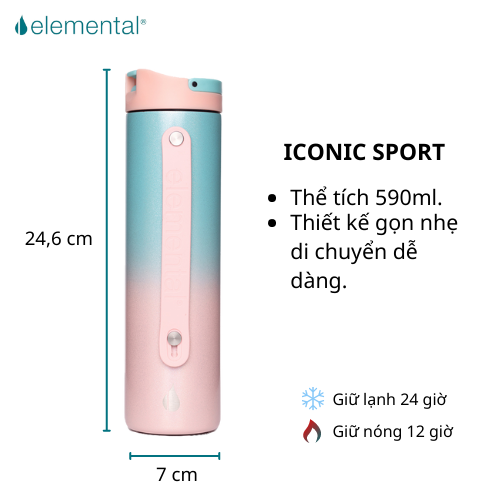 [Phiên bản giới hạn (Limited)_ Thương hiệu Mỹ] Bình giữ nhiệt Elemental Iconic Sport 590ml, giữ nhiệt vượt trội, an toàn sức khỏe, giá siêu hot