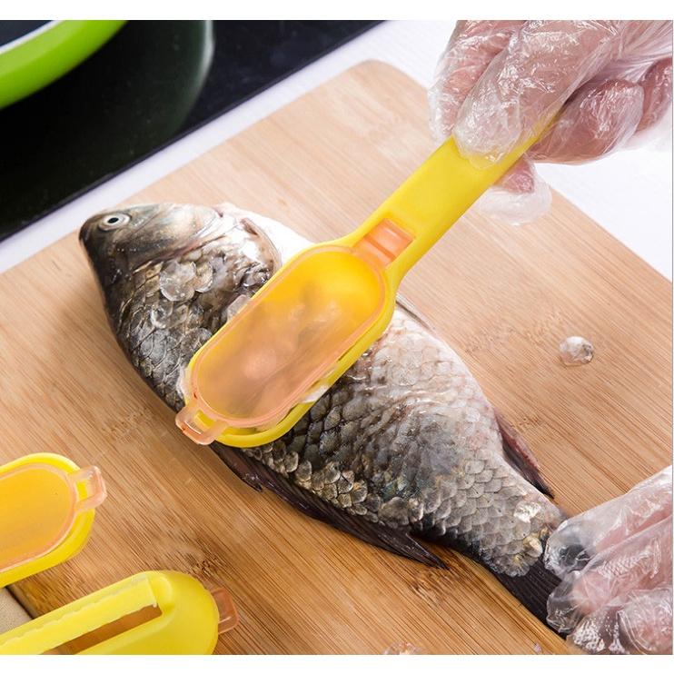 Dụng Cụ Đánh Vảy Cá Bằng Nhựa Dụng Cụ Đánh Vảy Cá Có Nắp Đậy Chống Bắn Tiện Lợi-NT