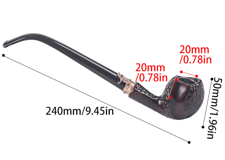 tẩu thuốc nhựa sừng cán dài cực đẹp sang trọng dài 24 cm, kèm theo hộp đựng