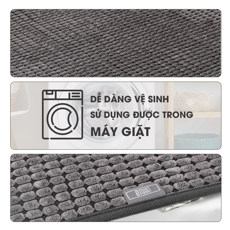 Thảm lau chân Lebenlang LBL8585, thảm nhà bếp thấm hút nước đế cao su chống trơn - hàng chính hãng