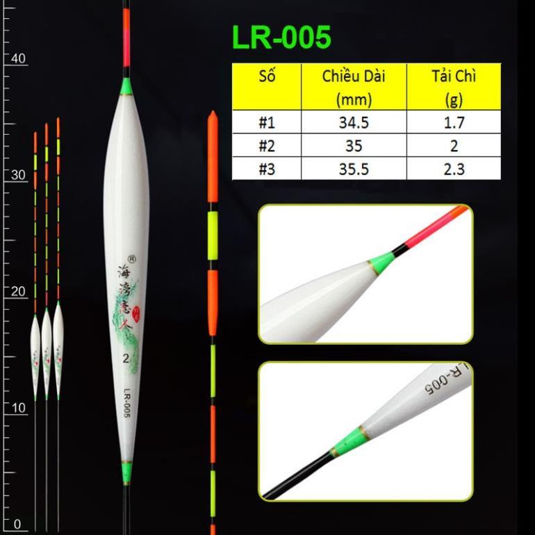 Phao câu cá nano, câu đơn câu đài màu trắng họa tiết xanh câu cá nhạy, có đủ thông số mã LR