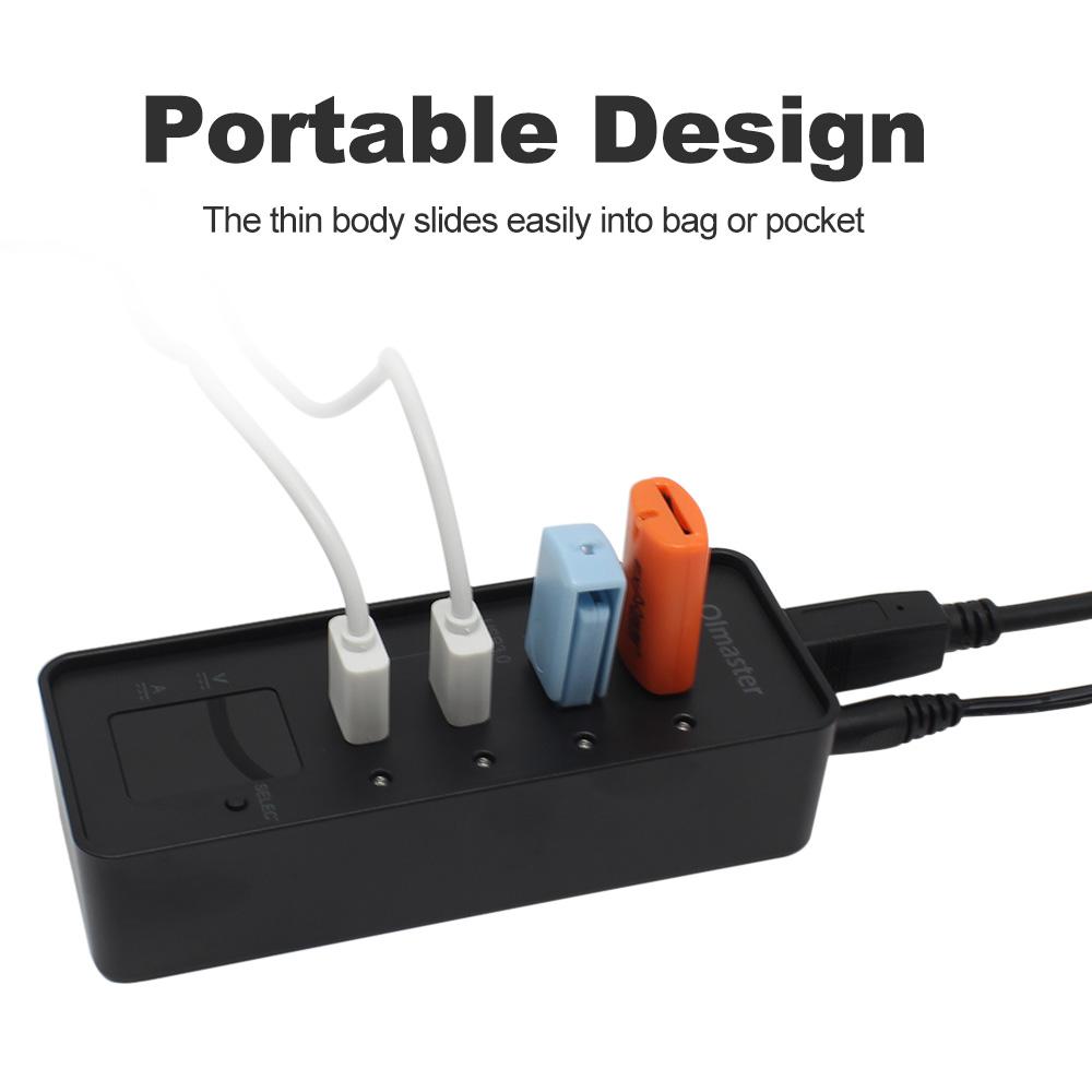 OImaster 4 cổng USB3.0 Hub tốc độ cao Cắm và chạy với bộ sạc cho Mac PC Ổ đĩa flash USB