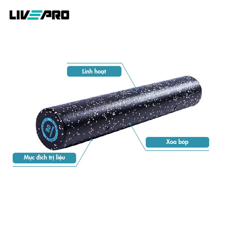 Con lăn giãn cơ, con lăn massage phục hồi sau tập 90cm Chất Liệu EPE Livepro Chính Hãng FOAM ROLLER