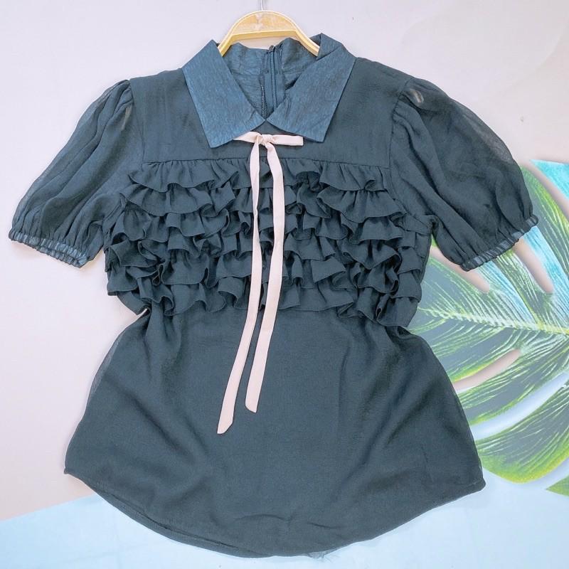 Áo sơ mi nữ phối bèo Sutp shop