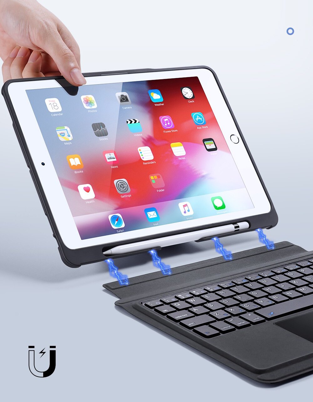 Bao da bàn phím Dux Ducis có TrackPad dành cho iPad 9 - Hàng nhập khẩu