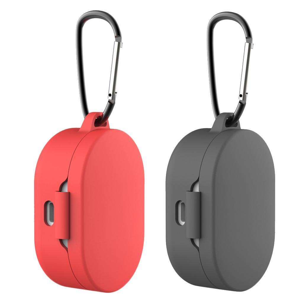 2Pcs Earphone Cover 360° Full Protection for Redmi Airdots Red+Gray