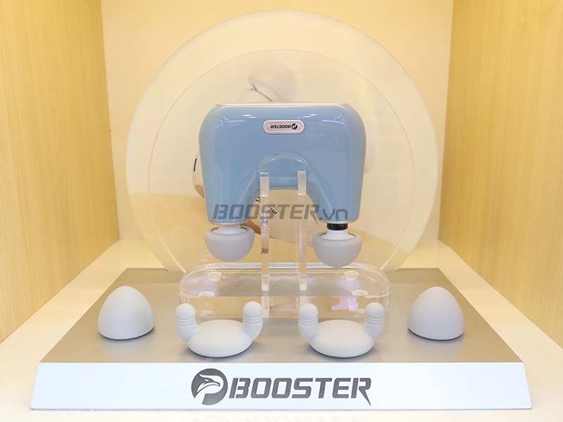 Máy massage cầm tay 2 đầu Booster mini KK, lực đấm mạnh, thiết kế nhỏ gọn sang trọng 3 tốc độ, 3 bộ đầu massage thư giãn