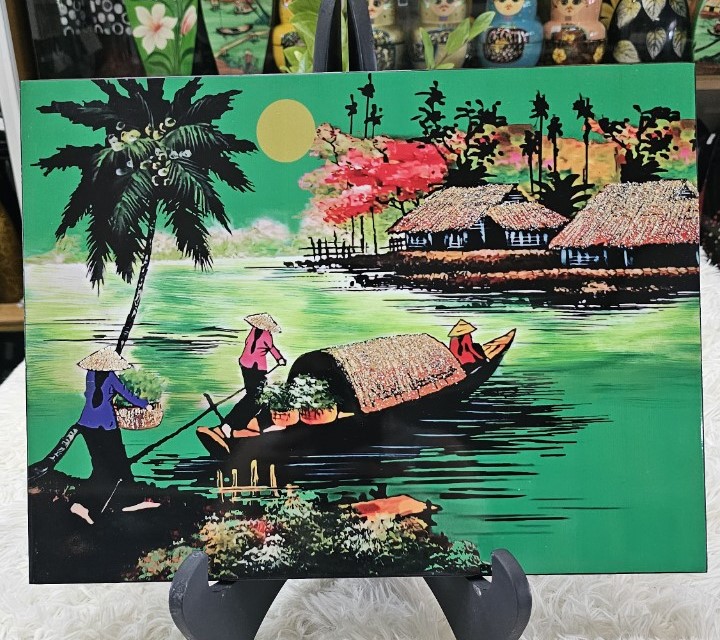 Tranh sơn mài - ĐỒNG QUÊ VIỆT NAM -Hàng xuất khẩu size 30x40 cm
