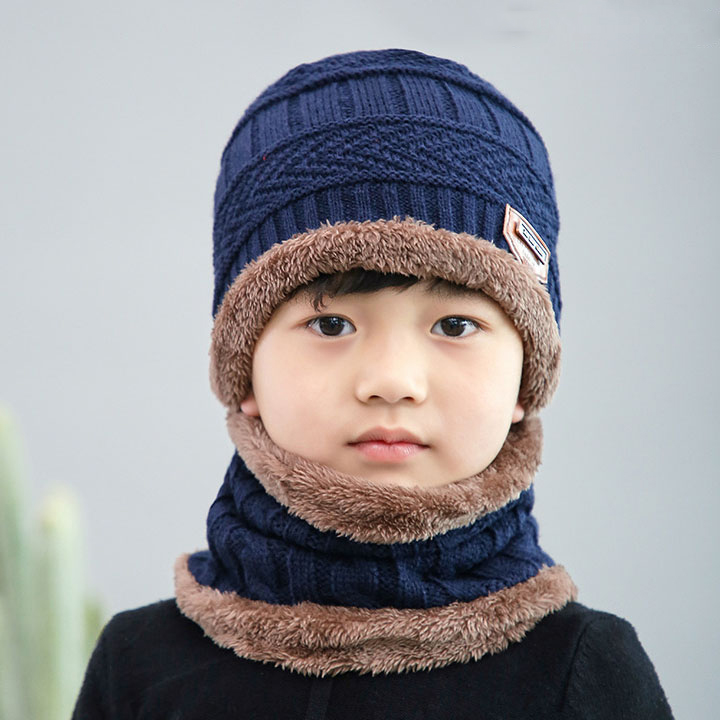 Mũ len - mũ len kèm khăn cho bé từ 2 đến 14 tuổi