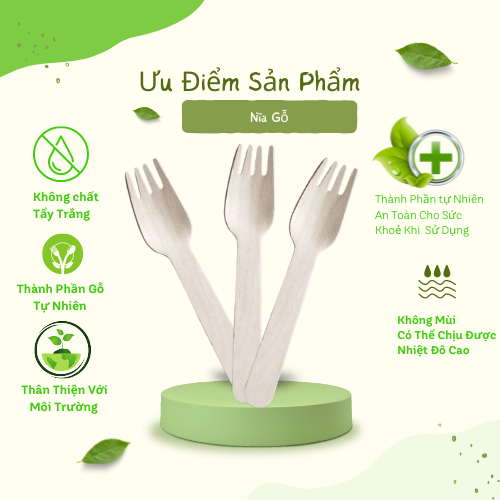 100 Nĩa gỗ dùng một lần kiểu Nhật 16cm an toàn tiệt trùng bảo vệ môi trường - E Green Dùng 1 Lần