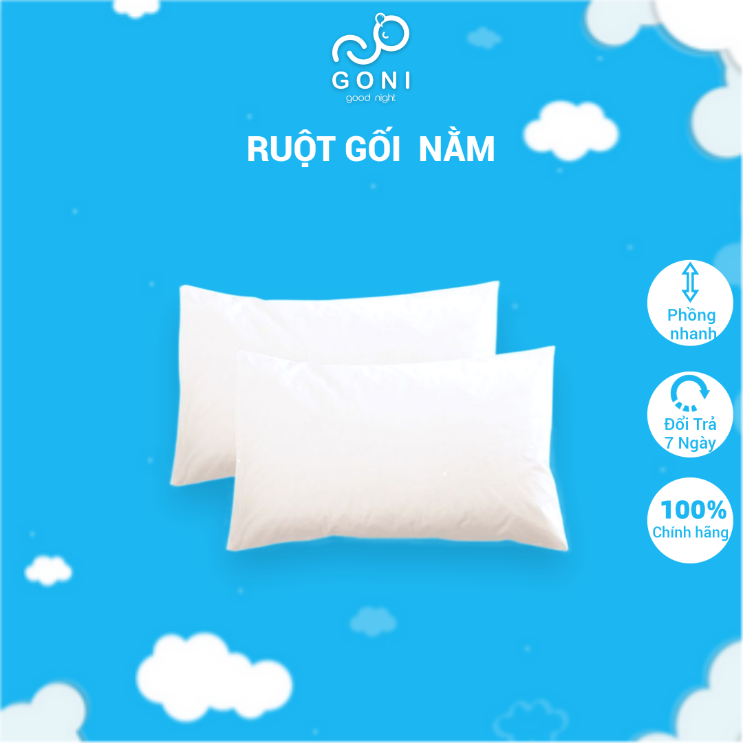 Ruột Gối Bông Gòn Goni Cao Cấp Căng Phồng Với Lượng Bông Gòn Đạt Chuẩn, Đủ Kích Thước 40cmx60cm, 50cmx70cm