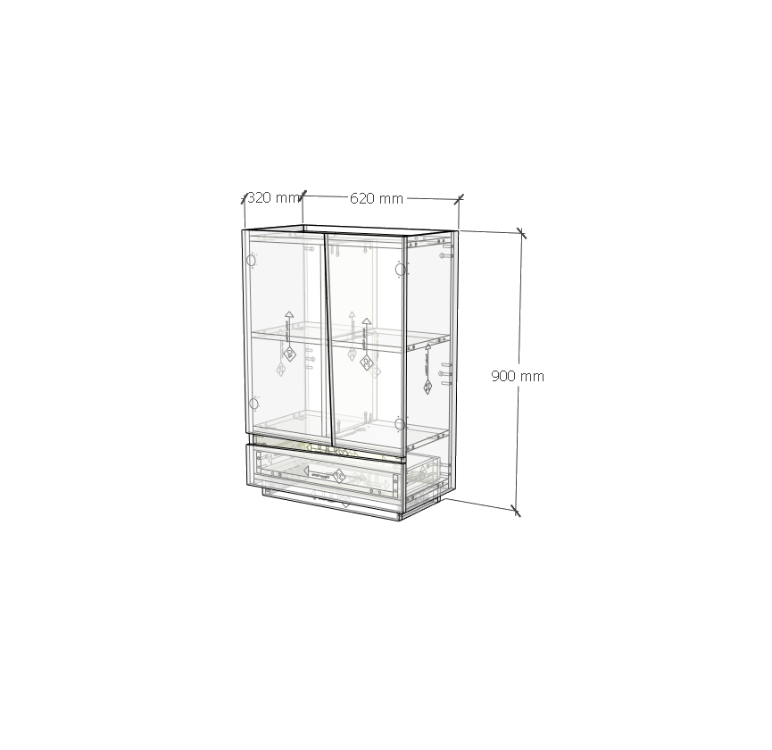 VIGGO, Tủ lưu trữ 2 cửa mở - 1 ngăn kéo, 62cm x 32cm x 90cm , TCM_173