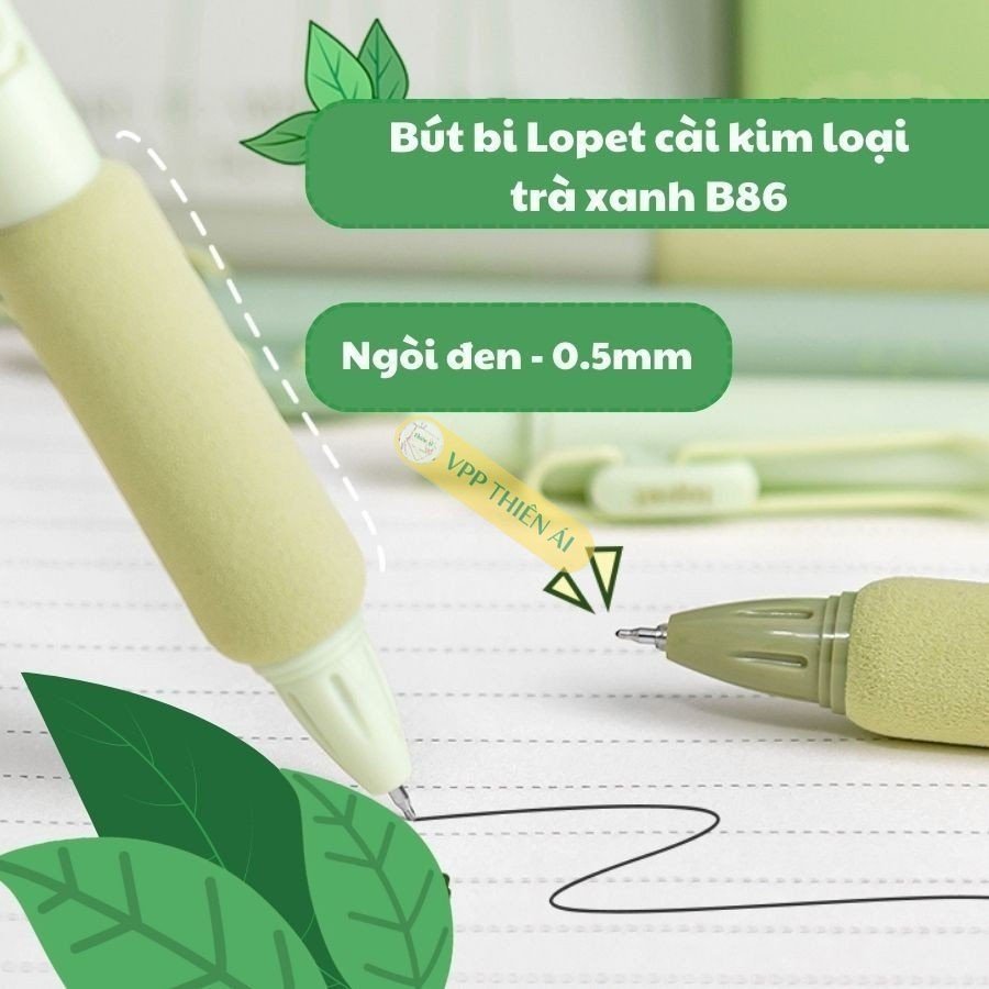 Hộp 4 Bút Gel Lopet Cao Cấp Mực Đen Ngòi 0.5mm Có Đệm Tay Màu Pastel Siêu Xinh - VPP Thiên Ái