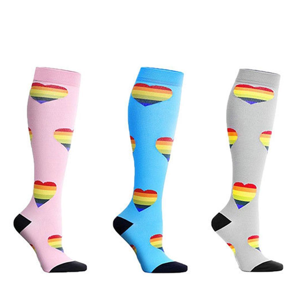 1 Pair Women Sports Leg Support Sleeves Compression Socks Pink Blue Gray M/S XL/L