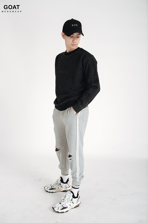 Áo Thun Nam Tay Dài Đen Co Giãn GOAT MENSWEAR