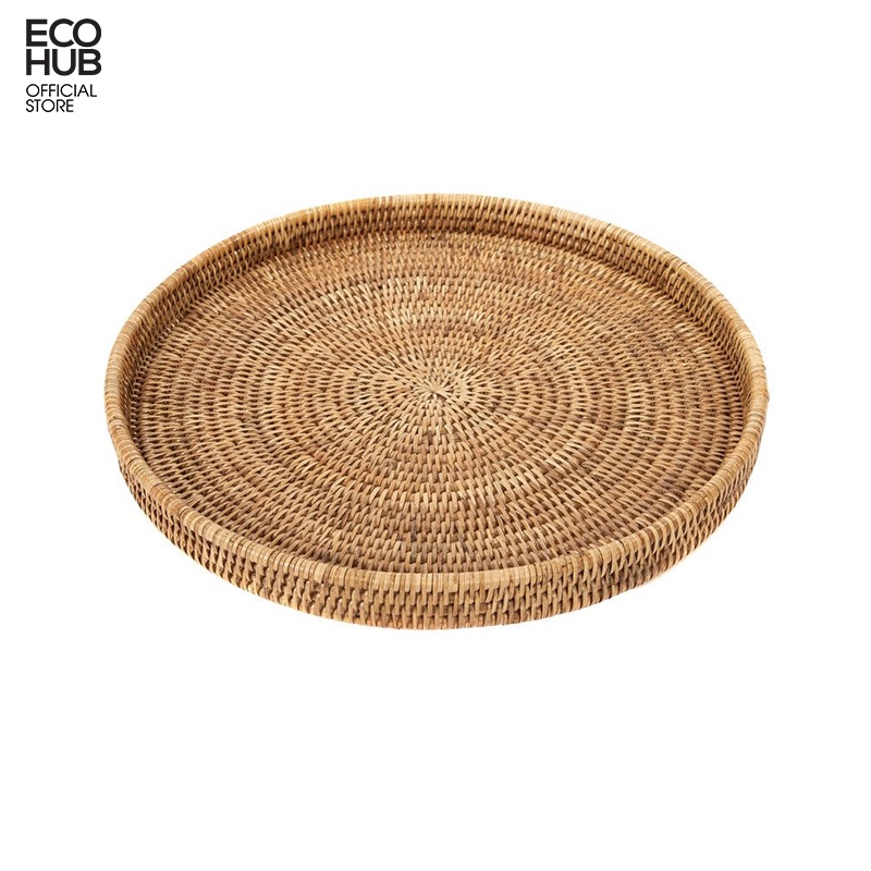 Khay mây tròn, mâm mây ECOHUB đựng đồ ăn d45cm / 50cm (Round Rattan Tray For Food)