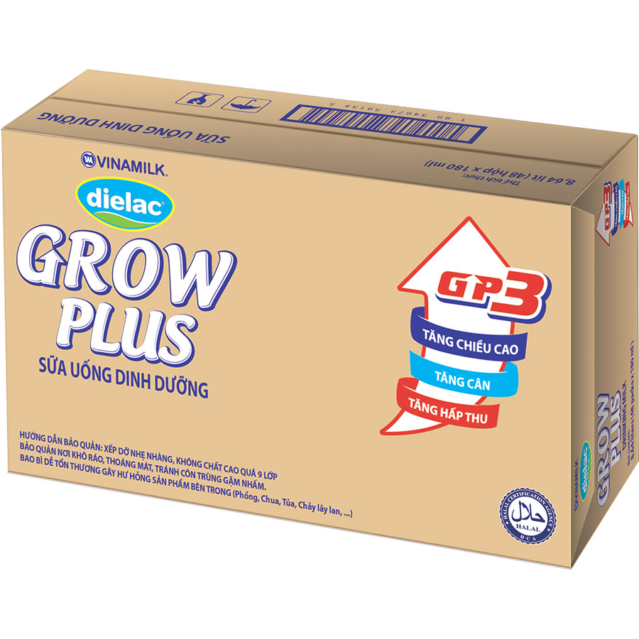 Thùng 48 Hộp Sữa Bột Pha Sẵn Vinamilk Dielac Grow Plus - Đỏ 180ml