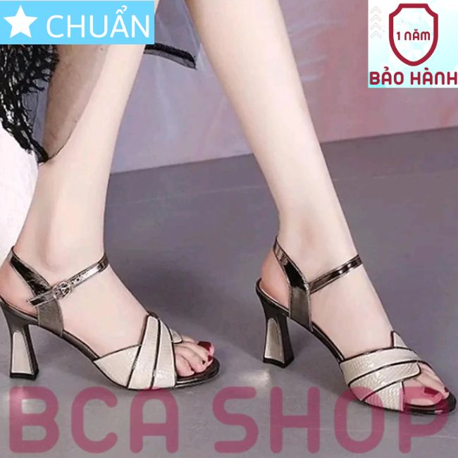 Giày cao gót nữ 7p RO442 ROSATA tại BCASHOP hở mũi, quai cài ôm cổ chân, bề mặt giày tạo vân sành điệu - màu trắng kem