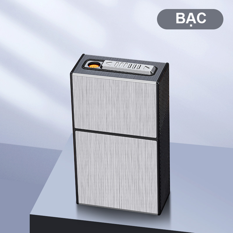 Bật Lửa Điện Kiêm Hộp Đựng Thuốc 20 Điếu Lớn Ngắn HB207 - Sạc Điện