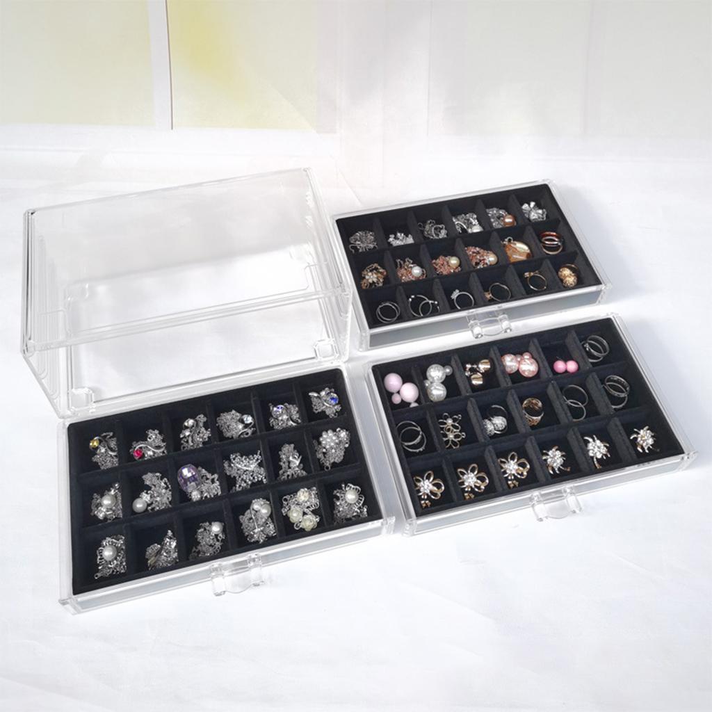 Three-Drawer Flannel Storage Box Jewelry Case for Girl Women Bracelet