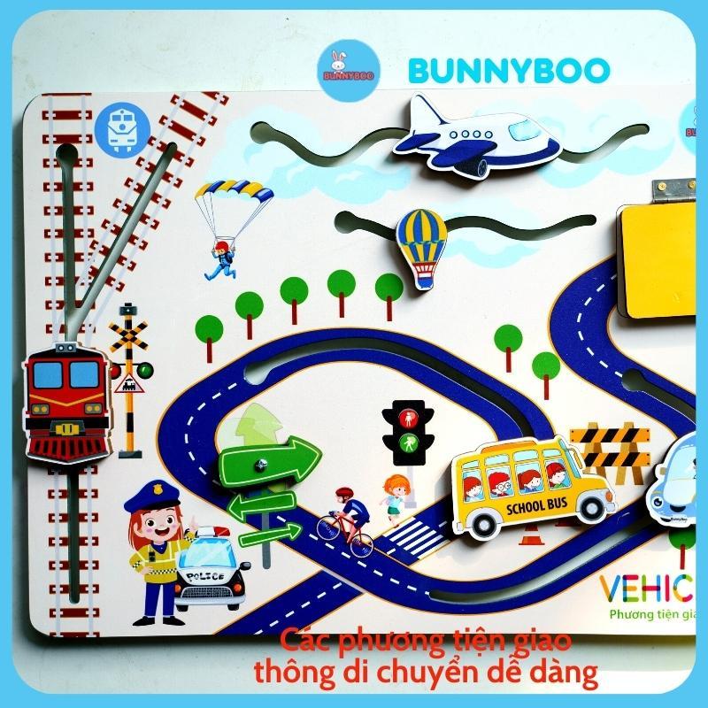 Busy board đồ chơi xếp hình Motessori Phương tiện giao thông