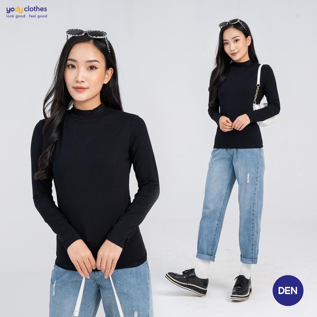 Áo giữ nhiệt nữ cổ lo 3 cm YODY vải viscose co giãn, giữ ấm tốt phom basic ATN5104