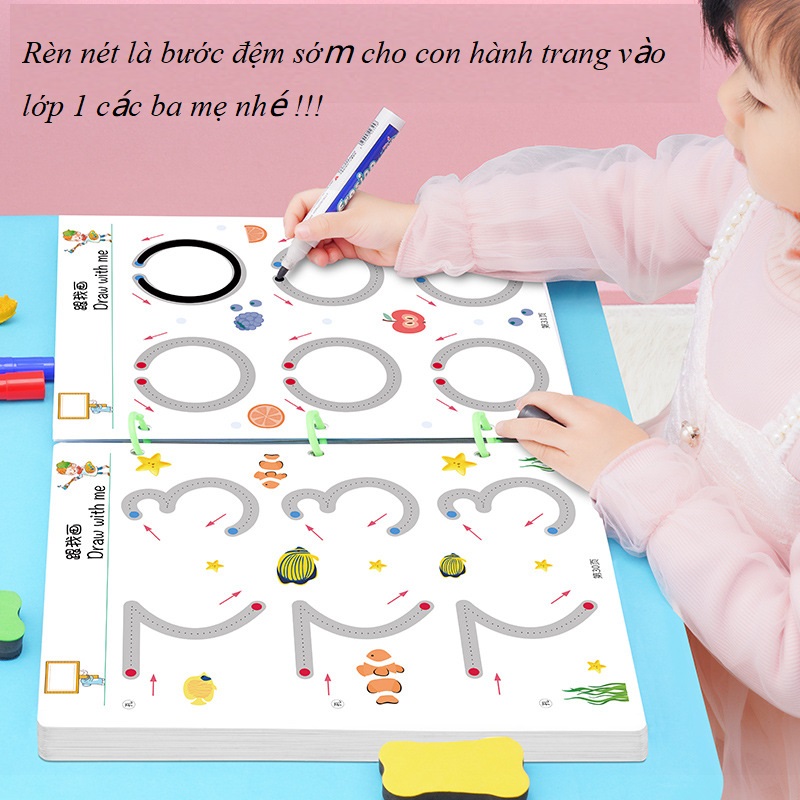 Bộ tập tô chữ số, câu đố thông minh, tập tô thông minh xóa được cho bé - Giáo dục toàn diện Montessori
